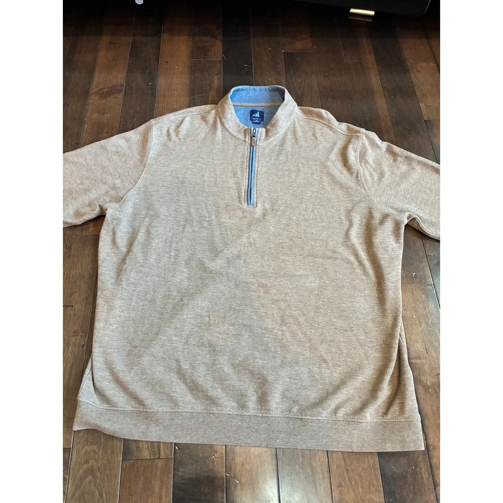 Johnnie-O Sully 1/4 Zip Pullover Tan Heather Men's 2XL Sweatshirt JMKO1610